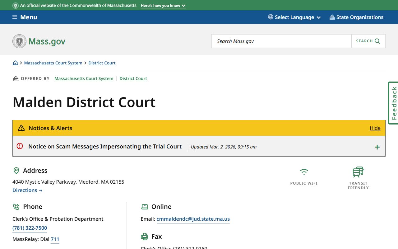 Malden District Court serving Everett criminal court records
