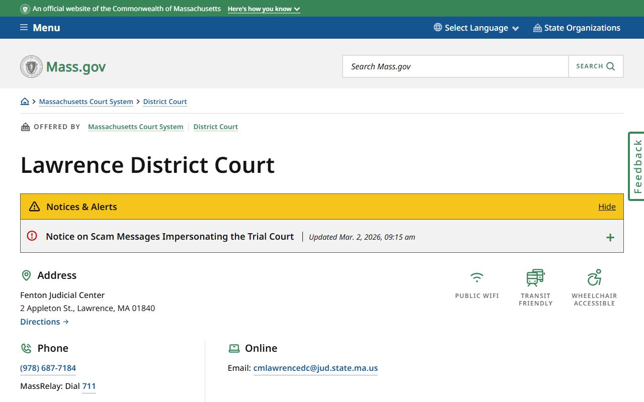 Lawrence District Court page for Lawrence criminal court records