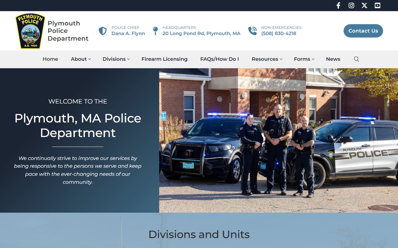 Plymouth Police Department website for Plymouth criminal court records