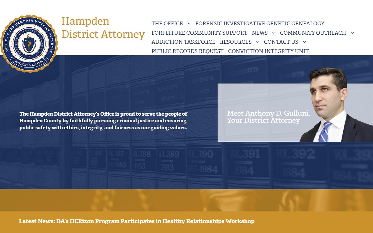 Hampden County District Attorney website for criminal court records