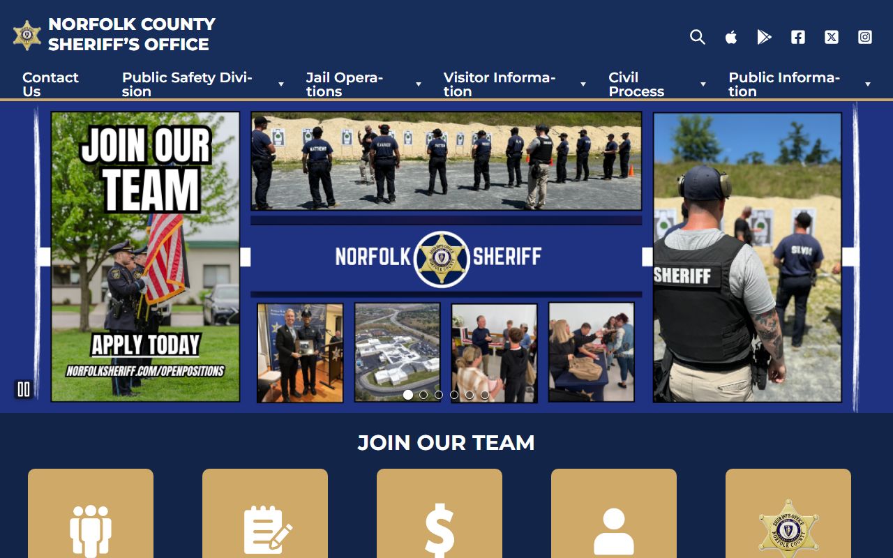 Norfolk County Sheriff's Office website for criminal court records information