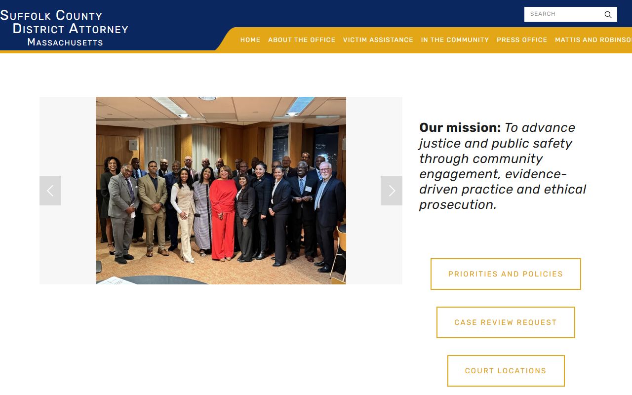 Suffolk County District Attorney website for criminal court records