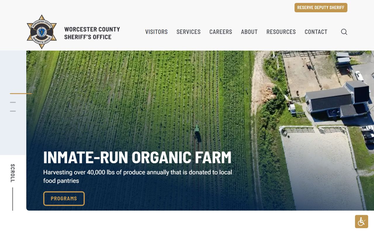 Worcester County Sheriff website for criminal court records and inmate lookup