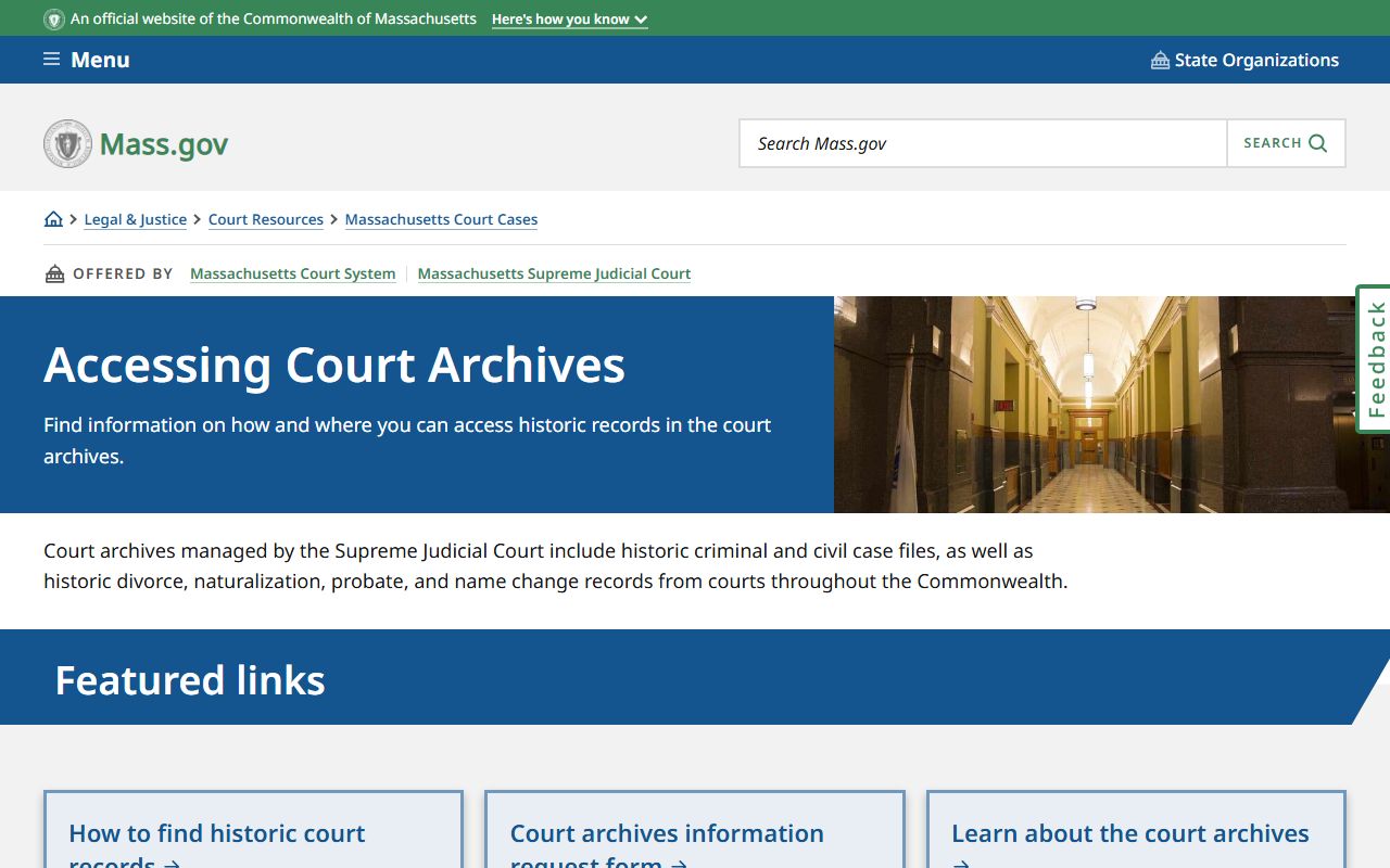 Massachusetts guide for accessing criminal court archives